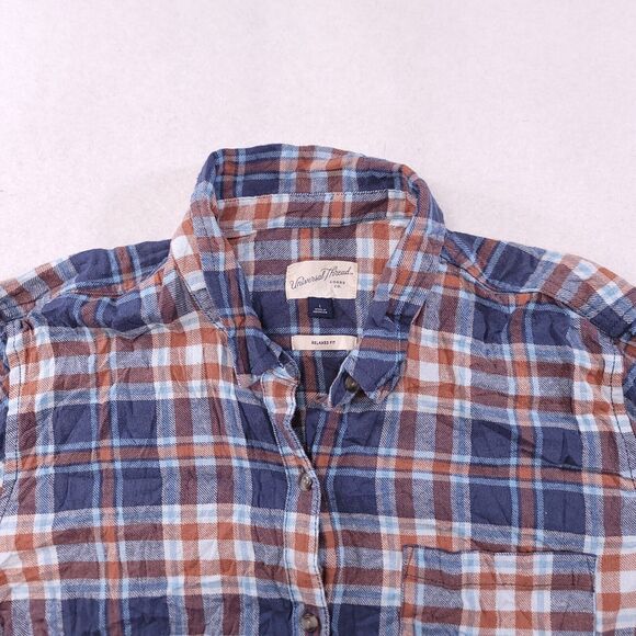 Universal Thread Tartan Flannel Casual Button Shirt Mens Size Large L Blue - Picture 1 of 10